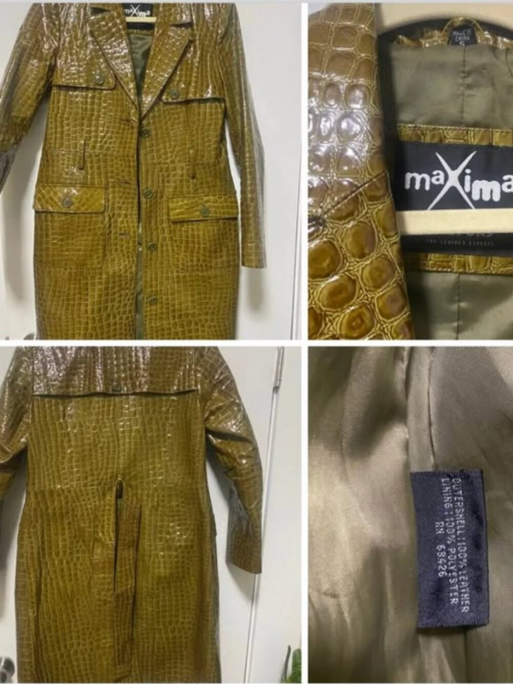 Maxima by Wilson's Leather Croc Embossed Leather Trench Jacket